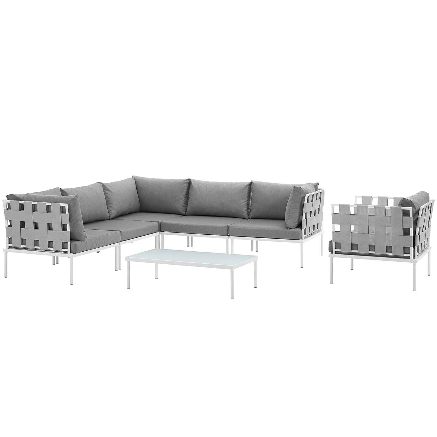 Modway Harmony 7 Piece Outdoor Patio Aluminum Sectional Sofa Set | Outdoor Sofas, Loveseats & Sectionals | Modishstore-23