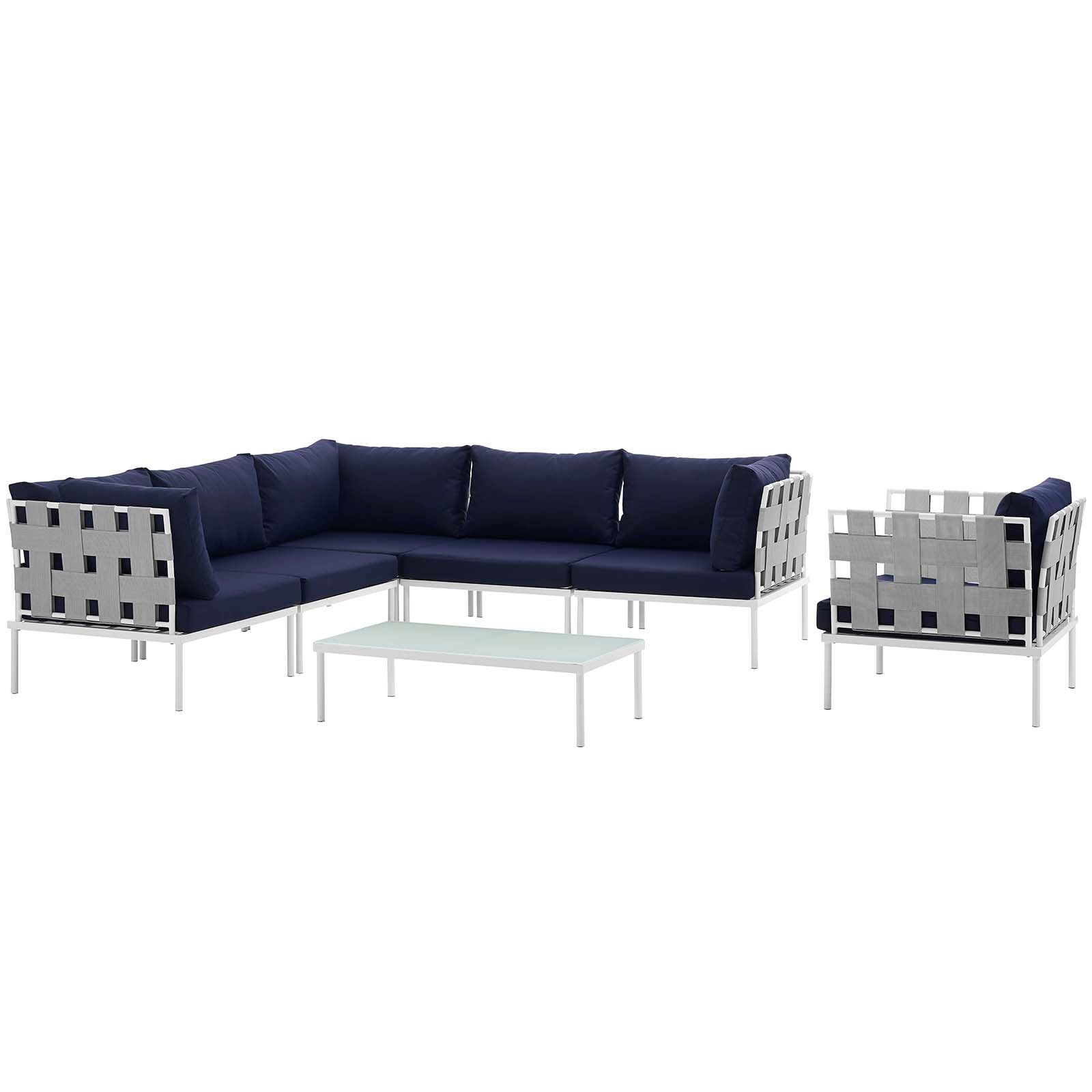 Modway Harmony 7 Piece Outdoor Patio Aluminum Sectional Sofa Set | Outdoor Sofas, Loveseats & Sectionals | Modishstore-22