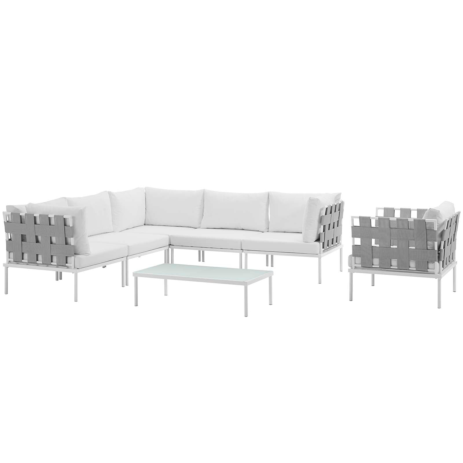 Modway Harmony 7 Piece Outdoor Patio Aluminum Sectional Sofa Set | Outdoor Sofas, Loveseats & Sectionals | Modishstore-21