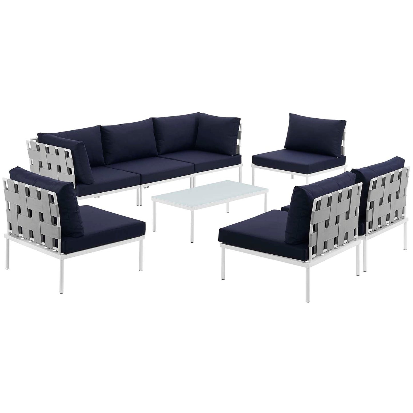 Modway Harmony 8 Piece Outdoor Patio Sectional Sofa Set - EEI-2625 | Outdoor Sofas, Loveseats & Sectionals | Modishstore-19