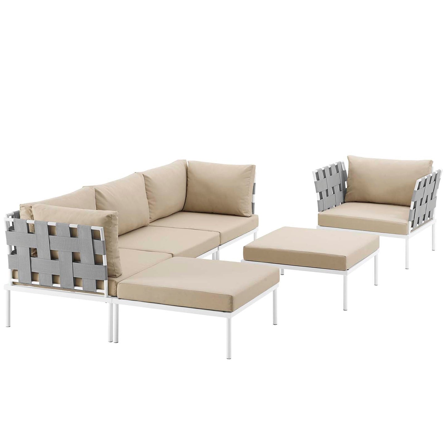 Modway Harmony 6 Piece Outdoor Patio Aluminum Sectional Sofa Set - EEI-2626 | Outdoor Sofas, Loveseats & Sectionals | Modishstore-17