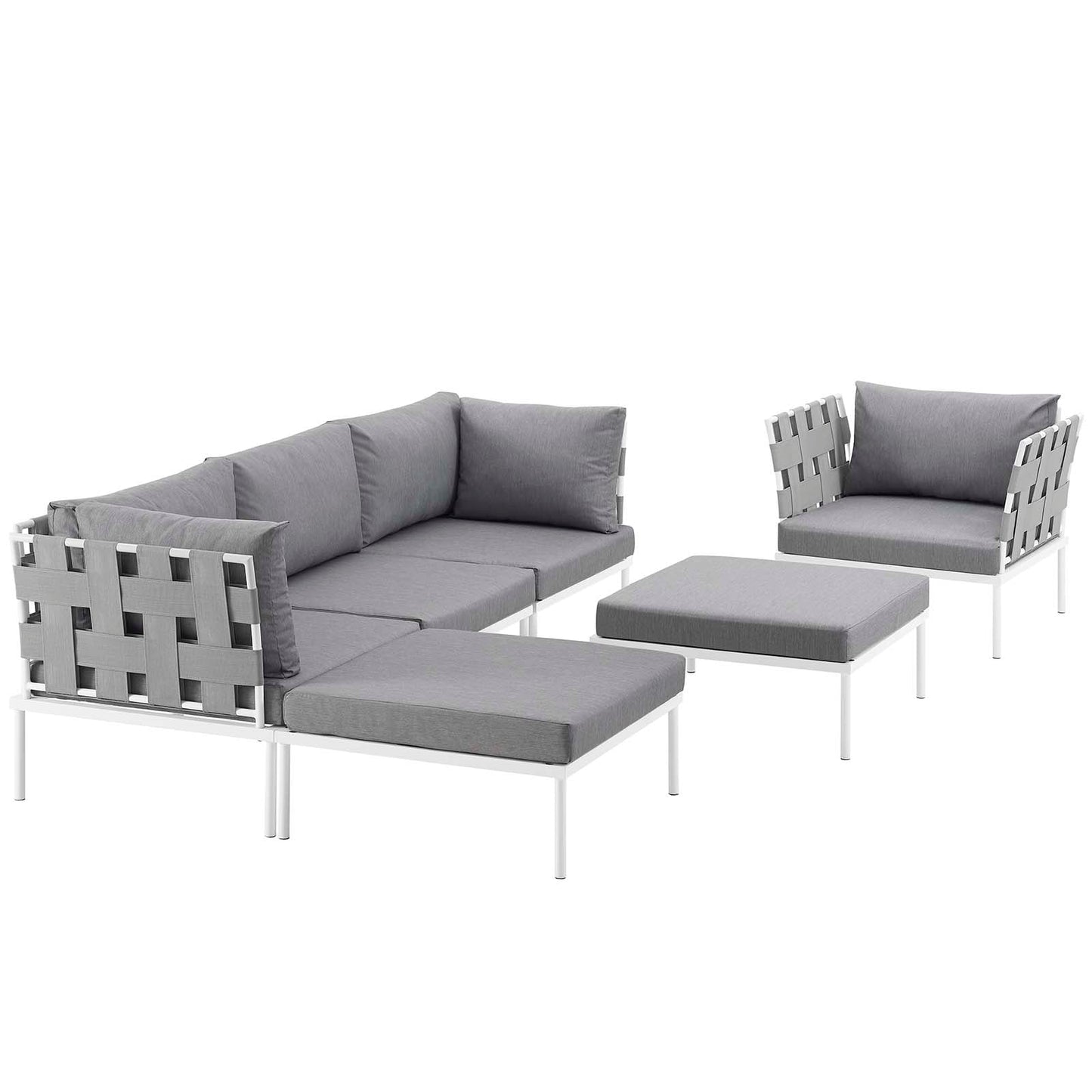 Modway Harmony 6 Piece Outdoor Patio Aluminum Sectional Sofa Set - EEI-2626 | Outdoor Sofas, Loveseats & Sectionals | Modishstore-16