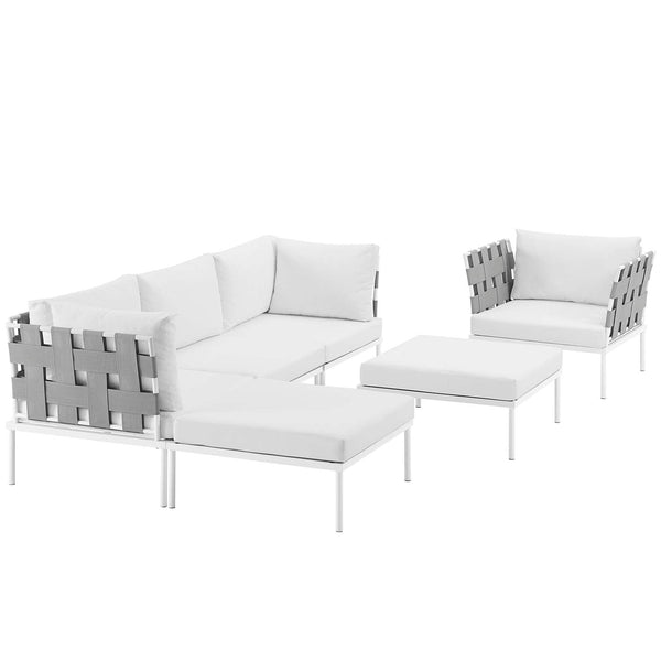 Modway Harmony 6 Piece Outdoor Patio Aluminum Sectional Sofa Set - EEI-2626 | Outdoor Sofas, Loveseats & Sectionals | Modishstore-14