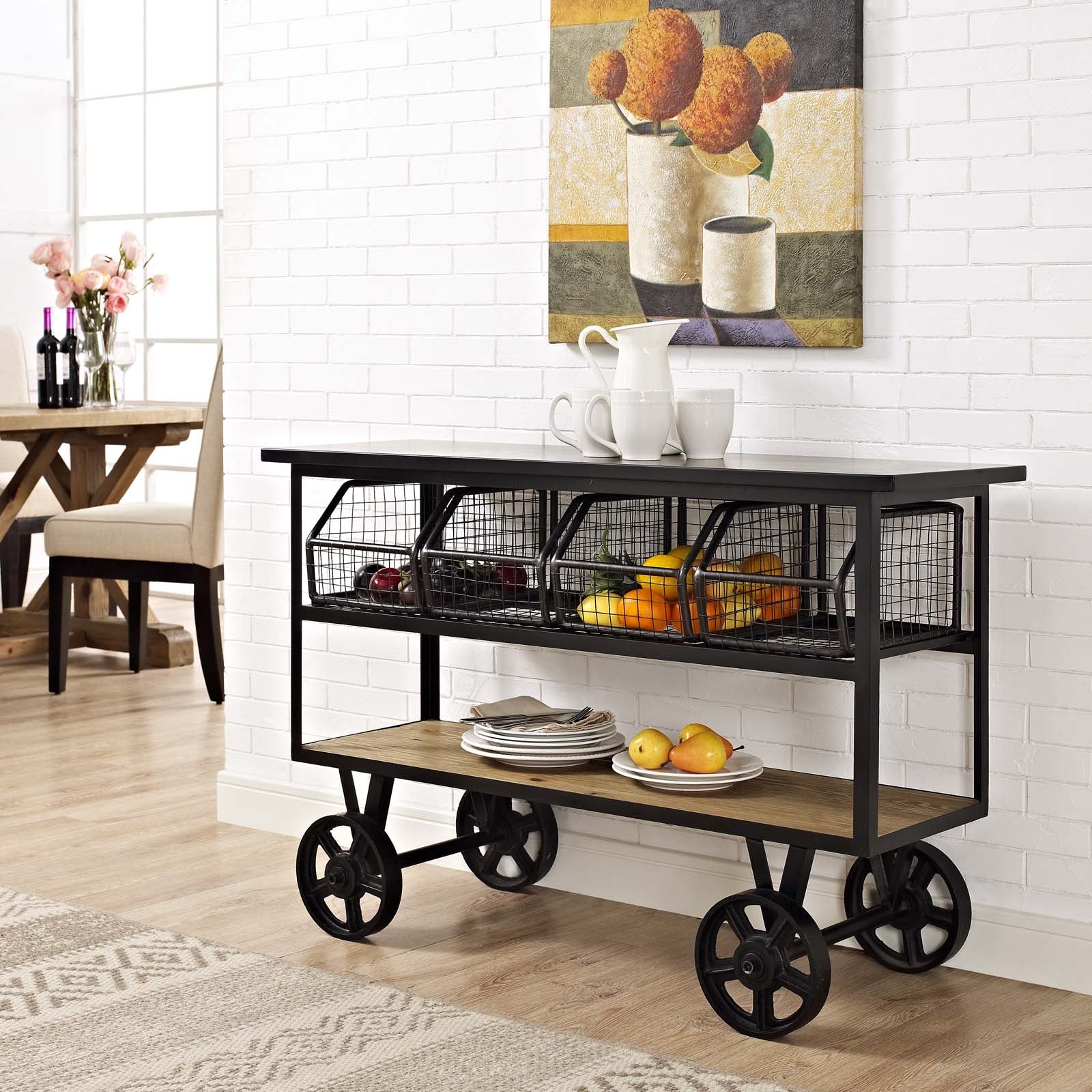 Modway Fairground Serving Stand - Brown | Bar Carts | Modishstore