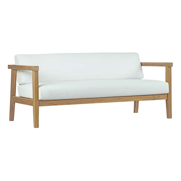 Modway Bayport Outdoor Patio Teak Loveseat - Natural White | Outdoor Sofas, Loveseats & Sectionals | Modishstore-2