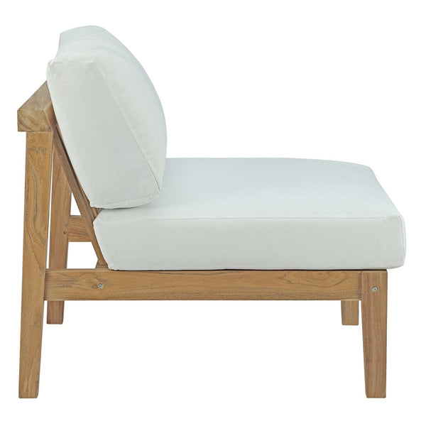 Modway Bayport Outdoor Patio Teak Armless - Natural White | Outdoor Chairs | Modishstore-3