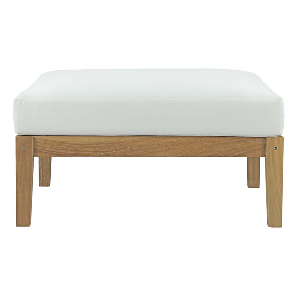 Modway Bayport Outdoor Patio Teak Ottoman - Natural White | Outdoor Ottoman | Modishstore-3