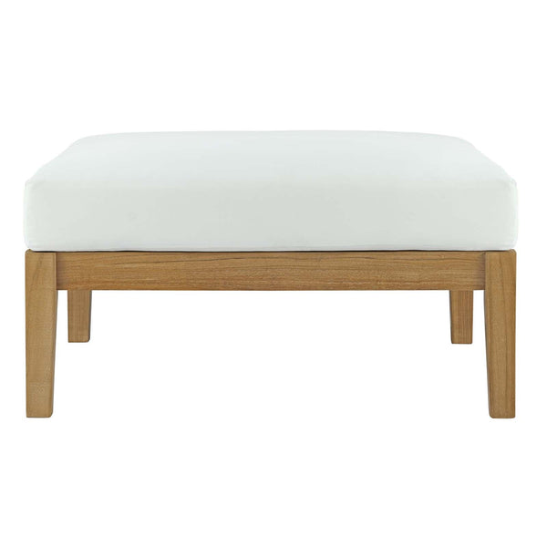 Modway Bayport Outdoor Patio Teak Ottoman - Natural White | Outdoor Ottoman | Modishstore-4