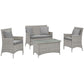 Modway Bridge 4 Piece Outdoor Patio Rattan Conversation Set with Pillows | Outdoor Sofas, Loveseats & Sectionals | Modishstore-6