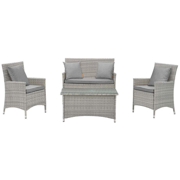 Modway Bridge 4 Piece Outdoor Patio Rattan Conversation Set with Pillows | Outdoor Sofas, Loveseats & Sectionals | Modishstore-7