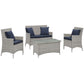 Modway Bridge 4 Piece Outdoor Patio Rattan Conversation Set with Pillows | Outdoor Sofas, Loveseats & Sectionals | Modishstore-28