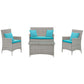 Modway Bridge 4 Piece Outdoor Patio Rattan Conversation Set with Pillows | Outdoor Sofas, Loveseats & Sectionals | Modishstore-17