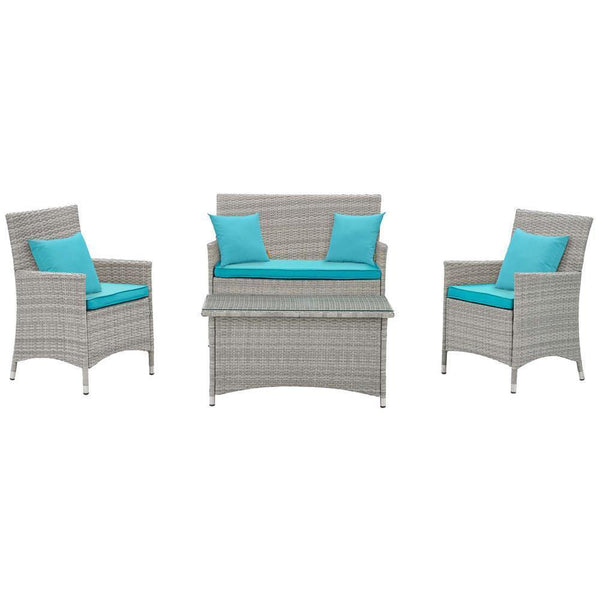 Modway Bridge 4 Piece Outdoor Patio Rattan Conversation Set with Pillows | Outdoor Sofas, Loveseats & Sectionals | Modishstore-17