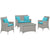 Modway Bridge 4 Piece Outdoor Patio Rattan Conversation Set with Pillows | Outdoor Sofas, Loveseats & Sectionals | Modishstore-14