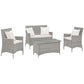 Modway Bridge 4 Piece Outdoor Patio Rattan Conversation Set with Pillows | Outdoor Sofas, Loveseats & Sectionals | Modishstore-22