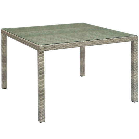Modway Conduit 47" Square Outdoor Patio Wicker Rattan Table Light Gray | Dining Tables | Modishstore