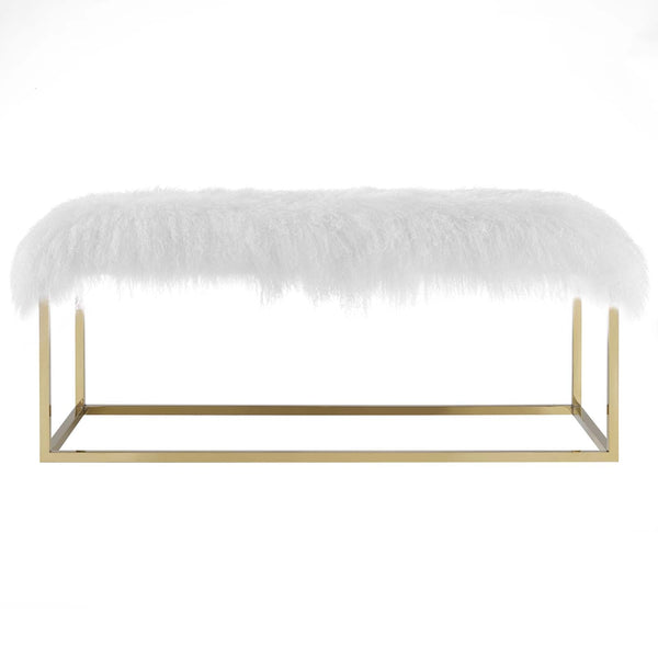 Modway Gaze White Sheepskin Bench | Stools & Benches | Modishstore-2