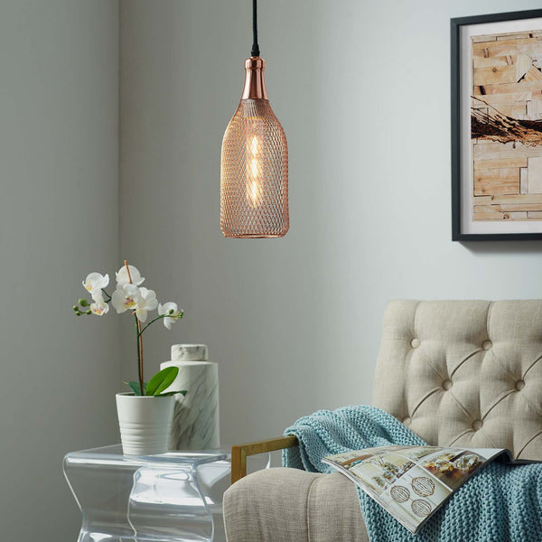 Modway Glimmer Bottle-Shaped Rose Gold Pendant Light | Pendant Lamps | Modishstore