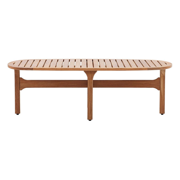 Modway Saratoga Outdoor Patio Premium Grade A Teak Wood Oval Coffee Table Natural | Coffee Tables | Modishstore-3