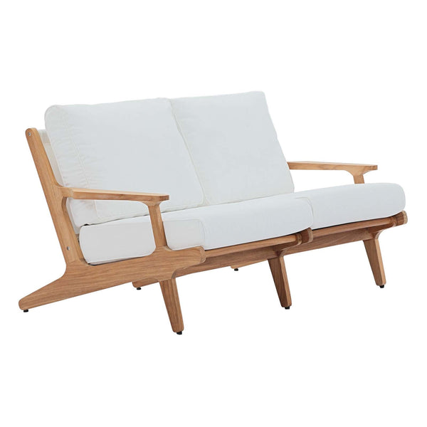 Modway Saratoga Outdoor Patio Teak Loveseat Natural White | Outdoor Sofas, Loveseats & Sectionals | Modishstore-2