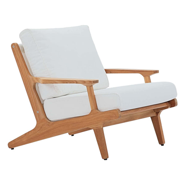 Modway Saratoga Outdoor Patio Teak Armchair Natural White | Armchairs | Modishstore-2