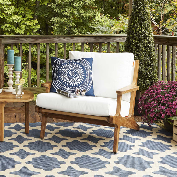 Modway Saratoga Outdoor Patio Teak Armchair Natural White | Armchairs | Modishstore