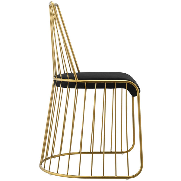 Modway Rivulet Gold Stainless Steel Upholstered Velvet Dining Chair