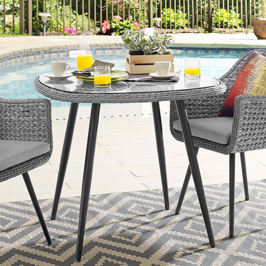 Modway Endeavor 36" Outdoor Patio Wicker Rattan Dining Table Gray | Dining Tables | Modishstore