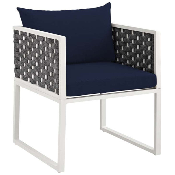 Modway Stance Outdoor Patio Aluminum Dining Armchair White Navy | Armchairs | Modishstore-2