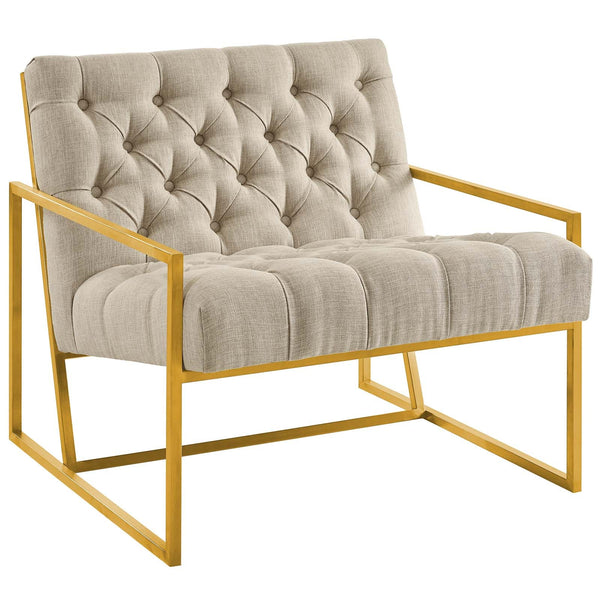 Modway Bequest Gold Stainless Steel Upholstered Fabric Accent Chair | Accent Chairs | Modishstore-2