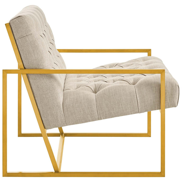 Modway Bequest Gold Stainless Steel Upholstered Fabric Accent Chair | Accent Chairs | Modishstore-4