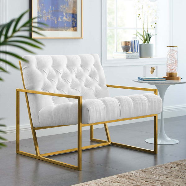 Modway Bequest Gold Stainless Steel Upholstered Fabric Accent Chair | Accent Chairs | Modishstore-6