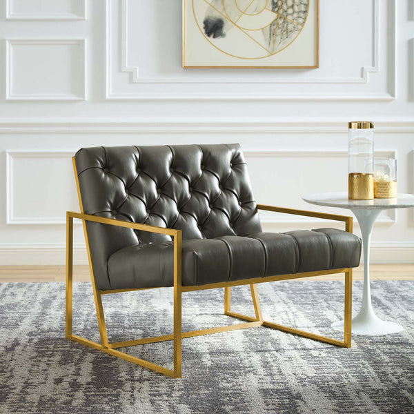 Modway Bequest Gold Stainless Steel Upholstered Fabric Accent Chair | Accent Chairs | Modishstore-11