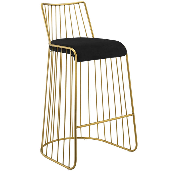 Modway Rivulet Gold Stainless Steel Upholstered Velvet Bar Stool | Bar Stools | Modishstore-2