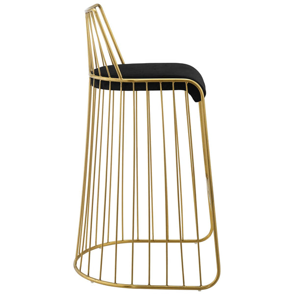 Modway Rivulet Gold Stainless Steel Upholstered Velvet Bar Stool | Bar Stools | Modishstore-3