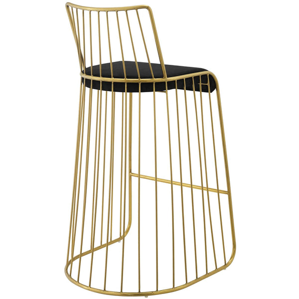 Modway Rivulet Gold Stainless Steel Upholstered Velvet Bar Stool | Bar Stools | Modishstore-4
