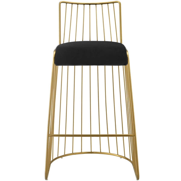 Modway Rivulet Gold Stainless Steel Upholstered Velvet Bar Stool | Bar Stools | Modishstore-5