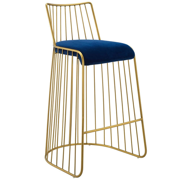 Modway Rivulet Gold Stainless Steel Upholstered Velvet Bar Stool | Bar Stools | Modishstore-8