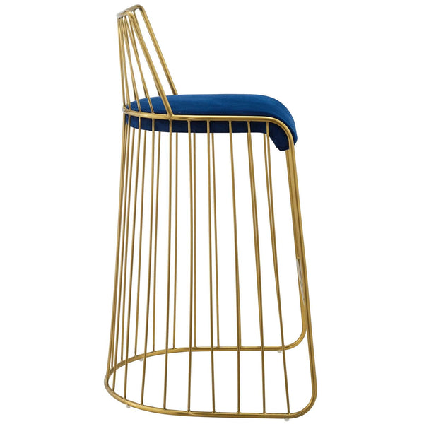Modway Rivulet Gold Stainless Steel Upholstered Velvet Bar Stool | Bar Stools | Modishstore-9