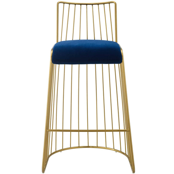 Modway Rivulet Gold Stainless Steel Upholstered Velvet Bar Stool | Bar Stools | Modishstore-11
