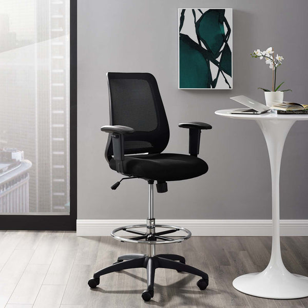 Modway Forge Mesh Drafting Chair Black | Office Chairs | Modishstore