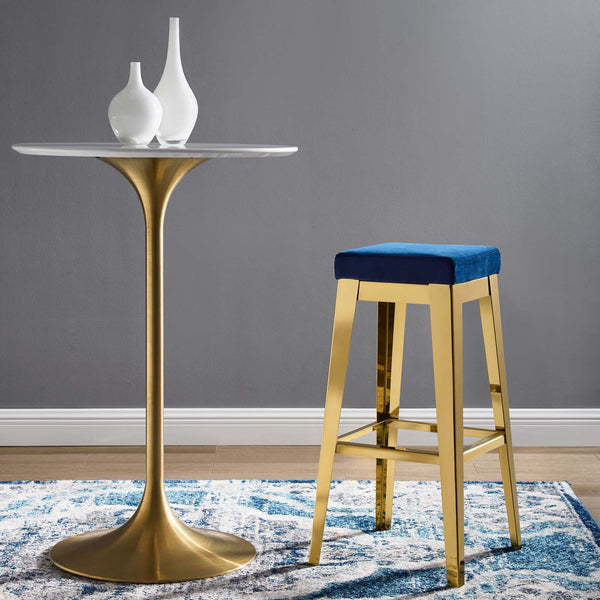 Modway Arrive Gold Stainless Steel Upholstered Velvet Bar Stool | Bar Stools | Modishstore-5