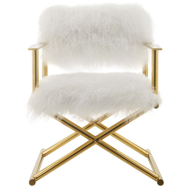 Modway Action Pure White Cashmere Accent Director's Chair Gold White | Accent Chairs | Modishstore-5