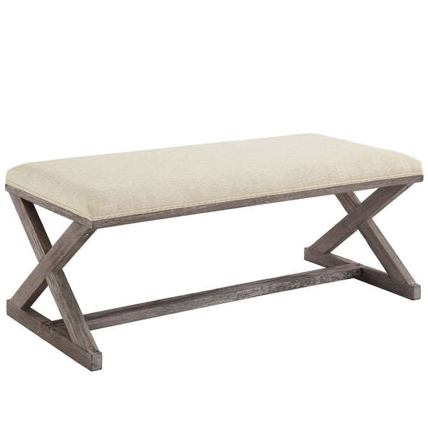 Modway Province Vintage French X-Brace Upholstered Fabric Bench | Stools & Benches | Modishstore-2