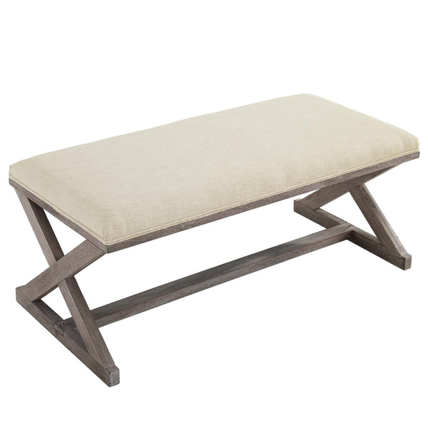 Modway Province Vintage French X-Brace Upholstered Fabric Bench | Stools & Benches | Modishstore-3