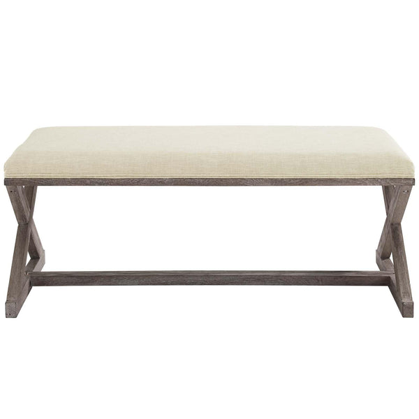 Modway Province Vintage French X-Brace Upholstered Fabric Bench | Stools & Benches | Modishstore-5