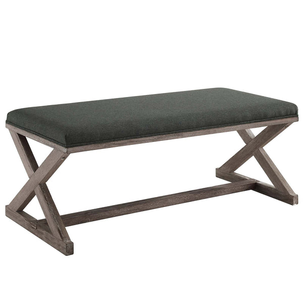 Modway Province Vintage French X-Brace Upholstered Fabric Bench | Stools & Benches | Modishstore-8