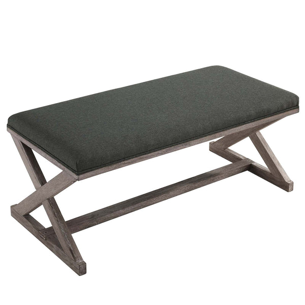 Modway Province Vintage French X-Brace Upholstered Fabric Bench | Stools & Benches | Modishstore-9