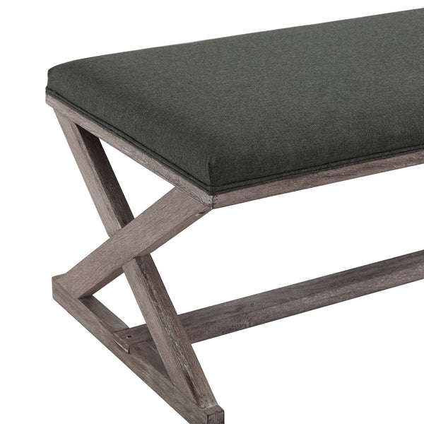 Modway Province Vintage French X-Brace Upholstered Fabric Bench | Stools & Benches | Modishstore-12
