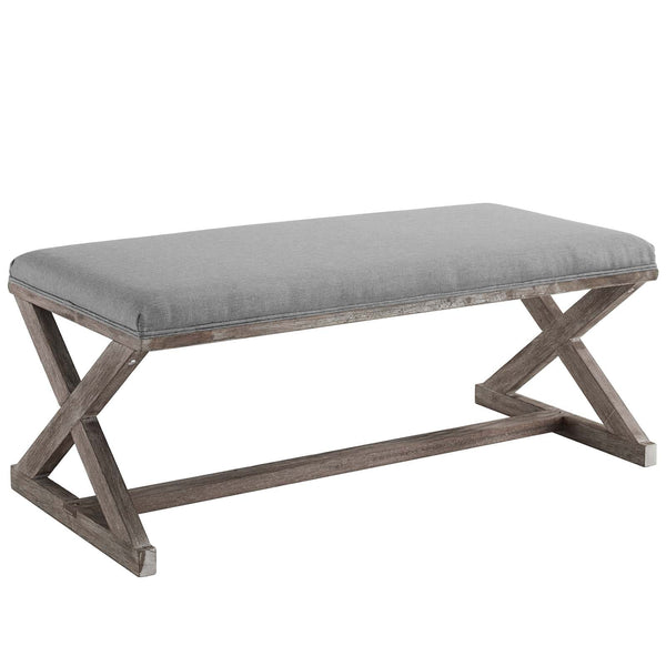Modway Province Vintage French X-Brace Upholstered Fabric Bench | Stools & Benches | Modishstore-14